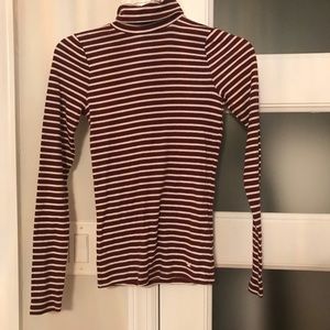 maroon and white stripped turtleneck